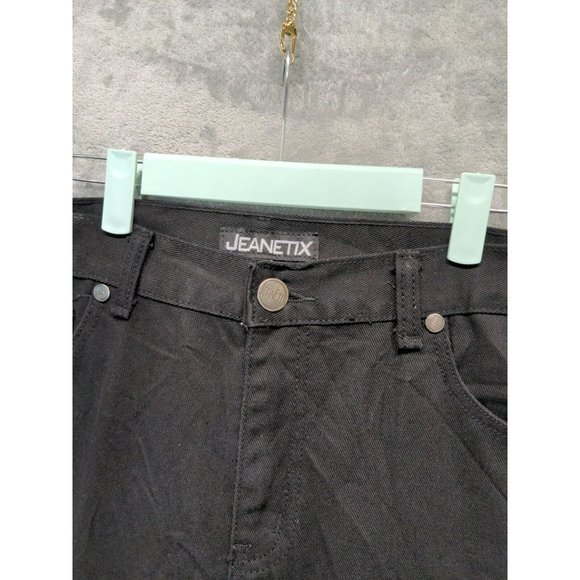 JEANETIX Men Jeans Mid Rise Straight Leg Solid Black Dark Wash W:38 L:32 - Picture 4 of 9